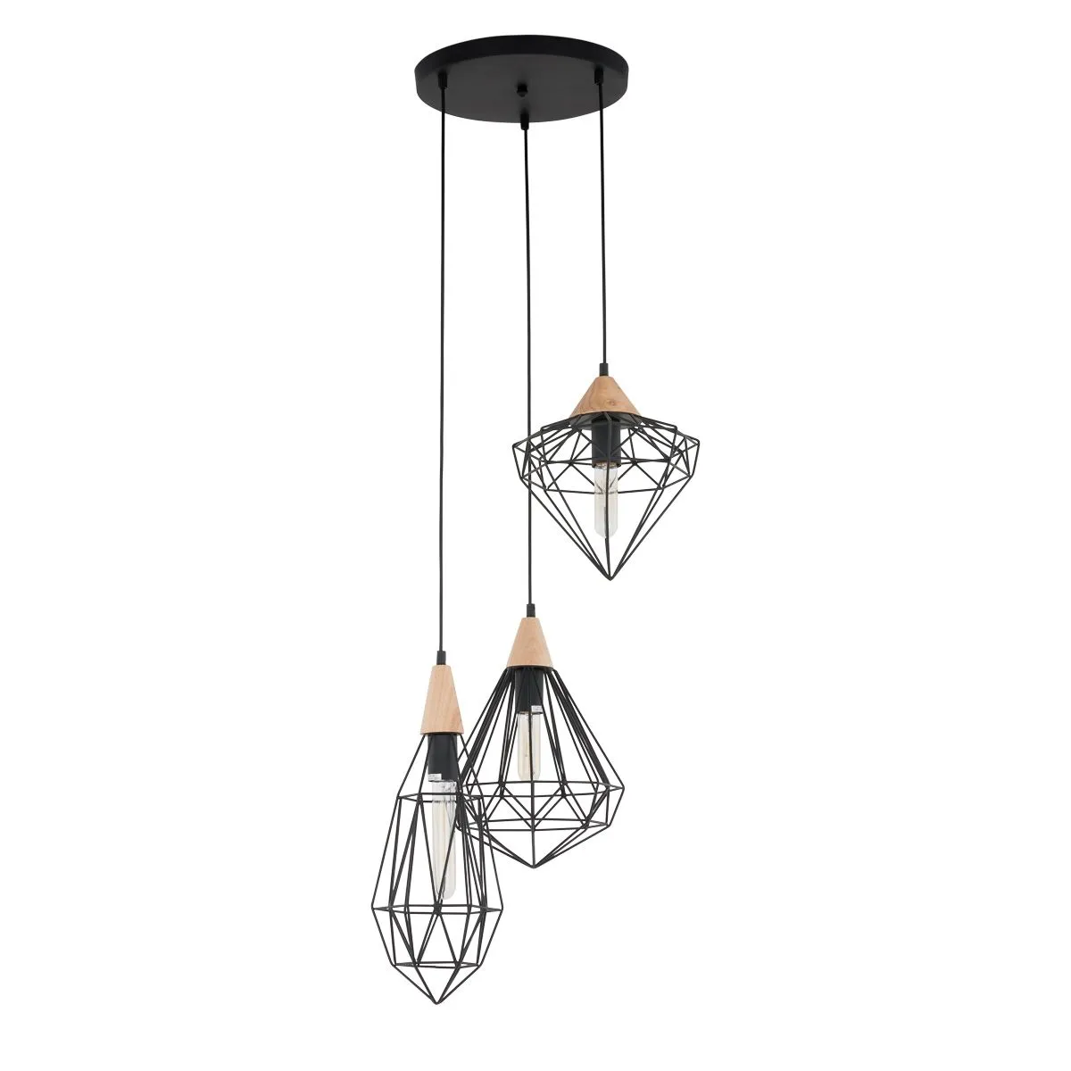 Maelle, retro lampa wisząca, czarna, E27, MDM-2591/3 BK